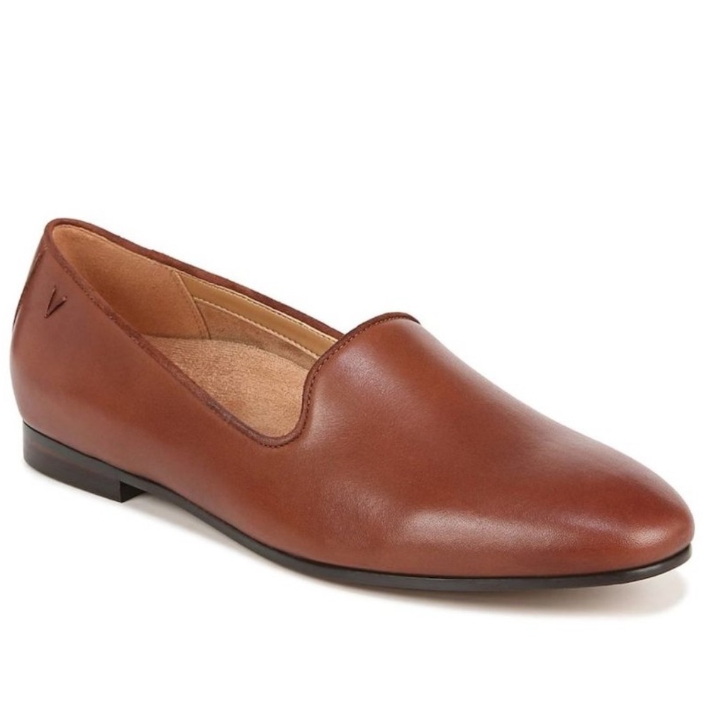 Vionic Willa II Leather Flats Loafers Slip On Closed Toe Leather Orthotic Brown